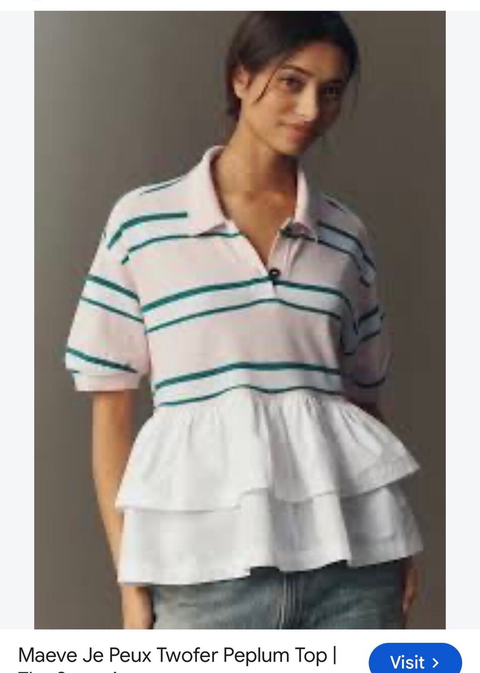 Maeve Anthropologie Pink & Green Striped Polo Sweater Top – Size Medium – NWT